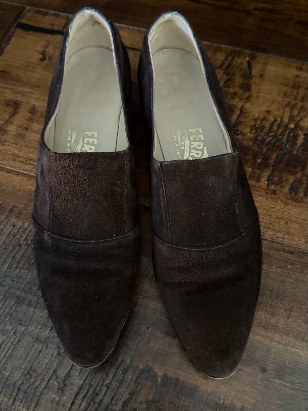 Salvatore Ferragamo Dark Brown Suede Women’s Slip-On Flats